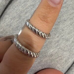 Sterling-Tone Twisted Rope Midi Rings - Silver